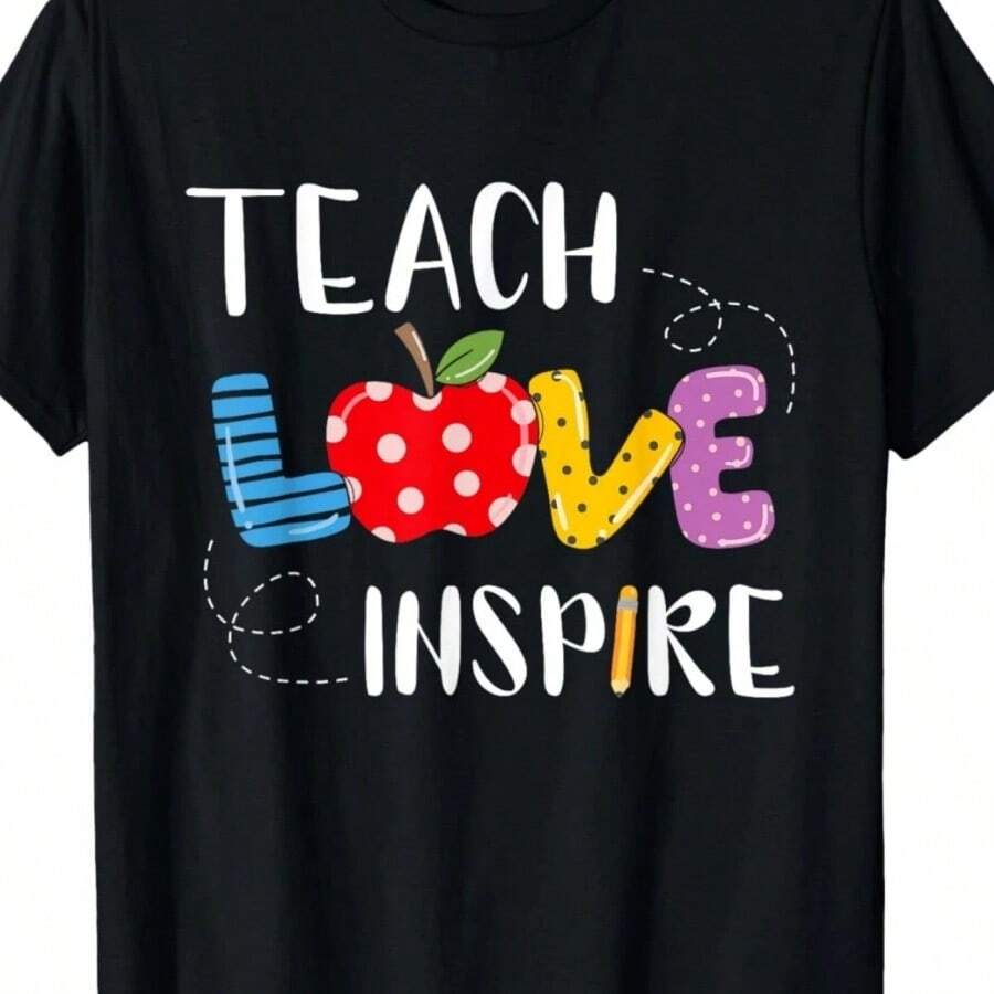 Back To School Teach Love Inspire Teaching Unisex T-Shirt - 黑色 - 查看 1