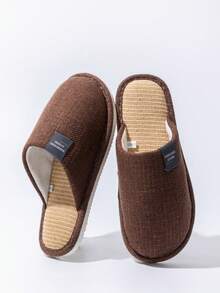 男士静音室内拖鞋，防滑软底，舒适透气，适合卧室穿着，适用于木地板，四季皆宜 - 咖啡棕 - 查看 3