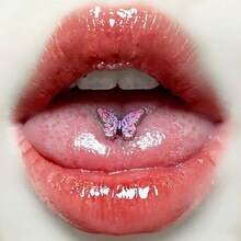 Titanium Steel Butterfly Tongue Piercing, Unique Butterfly Design Tongue Stud, Suitable For Drinking - Ice Butterfly Tongue Stud - View 10