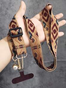 时尚花卉尼龙手机斜挎挂绳项链，仿珍珠吊坠手链，兼容通用配件，适用于安卓及大多数智能手机，是送给母亲、家人、朋友、孩子、生日、节日的理想礼物。 - 菱格紋-頸繩 - 查看 4