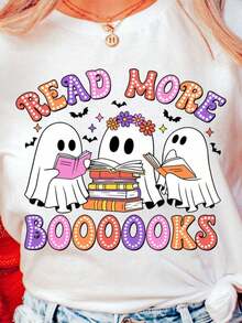 Teacher Halloween Read More Books Tees Teaching Life T-Shirt - White - View 1