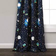 Cortinas para Ventana de filtrado de luz diseño de Cohetes Estrellas del Espacio Exterior Galaxia Planeta Cohete Juego de Paneles para Sala de Estar Comedor recámara -009 - 132.1An x 213.4Al cm (2 Paneles) - Ver 5