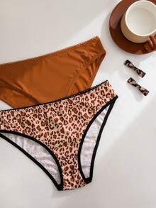 5pcs/Pack Women's Leopard Print Seamless Breathable Comfort Bikini Panties - Multicolor - View 5