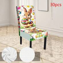 1/4/5/6/7/30pcs Easter Theme Chair Covers & Tablecloths, Colorful Easter Bunny Pattern Polyester Dining Table Cloth, Suitable For Restaurant, Cafe And Holiday Decoration, Adding Spring Atmosphere, Suitable For Family Gatherings And Celebrations, Easter Party Decor Chair Covers & Tablecloths - Multicolor - View 14