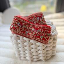 Dây viền ren hoa và đính kim sa nhiều màu, rộng 5cm, thích hợp cho quần áo, Hanfu, tay áo/cổ áo/viền trang trí - Đồ thủ công DIY, bao bì quà tặng, trang trí rèm cửa - Chỉ thêu, kim sa trang trí nhà cửa, quà tặng và may vá cho người mới bắt đầu - nhiều màu - Xem 8