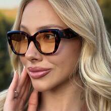 1副女士大框个性化休闲时尚眼镜，豹纹猫眼款式 - 彩色 - 查看 3