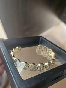 1pc Fashionable Luxurious Gold Bangle, Smile Bracelet, Suitable For Parties, Gatherings And Gifts - Gold - View 6