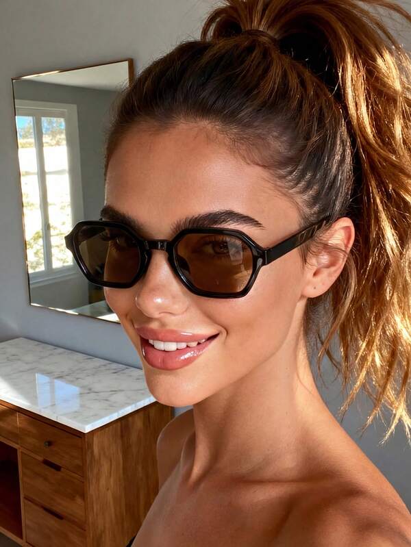 1 Pair Plastic Square Frame Fashion Glasses , Suitable For Summer Beach, Outdoor Activities And Travel