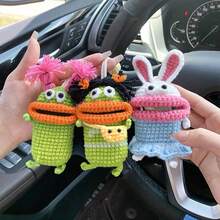 Handmade Knitted Quirky Monster Mouth Car Key Holder, Cute Sausage Mouth Key Pouch For Women - Multicolor - View 2