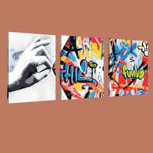 3pcs Set Modern Street Graffiti Style Colorful Abstract Wall Art Canvas Posters, High Definition Printing With Optional Frames, Suitable For Home, Office, Living Room, Bedroom, Kitchen Decor, Indoor & Outdoor Use In Spring & Winter, Printed Material, Corridor Decoration, Artwork, Ideal Gift For Friends - Multicolor - View 15