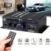 Amplificador de coche mini de 2 canales AK-380 de 12V, amplificador estéreo de alta fidelidad para el hogar, Bluetooth 5.0 inalámbrico (batería no incluida) - AK380 - Ver 12