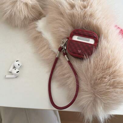 Vintage Magnetic Leather Textured Pro 2 Case With Red Cord, Cute & Minimalist Protective Cover For Apple 3/4, 1/2