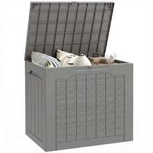 Outsunny 93L Plastic Garden Storage Box, Outdoor Storage Box With Handles, Waterproof Outdoor Storage Container For Garden Tools And Accessories, Khaki - B - View 7