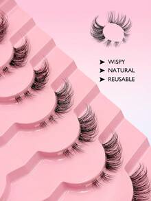 Asiteo 7 Pairs Clear Band Natural Crossed Eyelashes With Cat Eye Effect And Extended Ends, Essential For Daily And Date Makeup Strip Lashes - Half Eyelashes - View 4