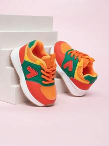 Kids' Soft Sole Versatile Sneakers, Fashion Girls' Skate Shoes, Casual Boys' Trainers - Orange - View 4