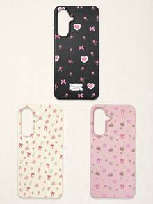 Bow-Knot 3pcs Floral & Bow Print Phone Cases, Sweet Romantic Cute Style, Compatible With IPhone 11, 17 Pro Max, 17 Pro, 15, 13 Pro Max, Galaxy, S24 Ultra, S25 Ultra - Multicolor - View 23