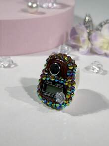 Contador de anillo electrónico de flor única con diamante de imitación personalizado, contador de dedos portátil, contador de botón manual, contador de mano mini, compacto y duradero, adecuado para contar oraciones de Ramadán, deportes, eventos empresariales, juegos de entretenimiento, pesca, regalos festivos, etc. - Multicolor - Ver 4