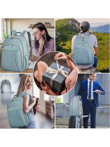 Mochila para Laptop de 15,6 para mujeres y hombres, con Puerto de Carga USB, para universidad, negocios, trabajo, viajes, negro, rosa,41118517 - Gris Oscuro - Ver 6