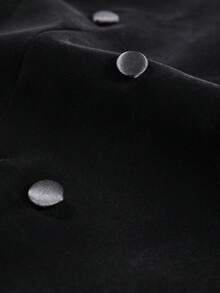 男士修身时尚黑色丝绒双排扣西装外套，奢华婚礼/派对西装外套 - 黑色 - 查看 5