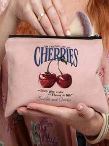 2D樱桃卡通印花，时尚礼品，便捷拉链封口，送给爱人的最佳礼物，送给姐妹的礼物，便携式化妆包，学生铅笔盒，化妆品礼品袋，拉链袋，笔袋旅行包，零食袋，洗漱包收纳袋 - 多功能包 - 送给女性的理想礼物 - 送给闺蜜的最佳礼物 化妆包 化妆品收纳袋 洗漱包 旅行洗漱包 - 彩色 - 查看 13