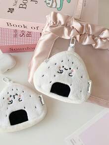 1个卡通女孩心形饭团毛绒零钱包，学生可爱配饰，耳机收纳包，数据线整理袋 - 彩色 - 查看 10