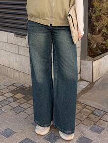 DAZY Women's Loose Flared Jeans - Medium Wash - View 3