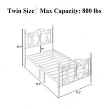 Metal Platform Bed Frame, Headboard And Footboard/Under Bed Storage/Mattress Foundation/No Box Spring Required/Easy Assembly - trắng - Xem 9