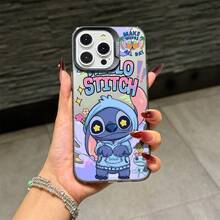 Disney Lilo & Stitch Graffiti Style Phone Case Collection, Premium IMD Printed Cover With Hoodie Stitch Design, Color-Matched Camera Frame, Shockproof Bumper And Matte Anti-Fingerprint Finish For IPhone 17, 16, 15, 14, 13, 12, And 11 Pro Models, With Shockproof Protection. Perfect For Gifts To Family, Friends, Birthdays, And Special Occasions. - màu đen - Xem 2