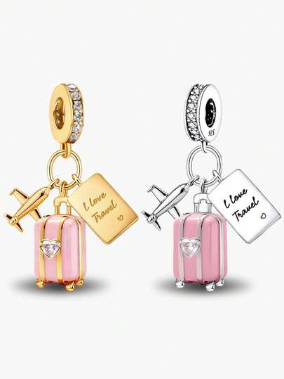 1pc Globe Travel Airplane Shaped Pendant Bead, Suitable For Bracelet, Necklace, Bracelet DIY Jewelry Making, Gift For Women And Girls