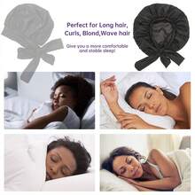 New Lace Satin Ribbon Hollow Out Double Layer Sleep Cap, Women Bonnet Hair Care Hat - Multicolor - View 4