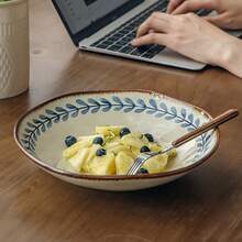 1pc 9-Inch Lotus Leaf Plate, High-End Ceramic Irregular Salad/Serving Dish - Multicolor - View 3