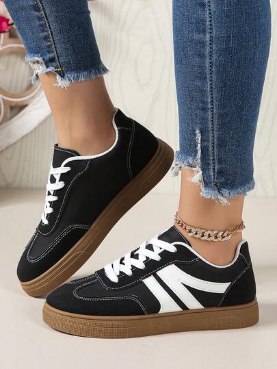 女士厚底舒适柔软透气系带休闲运动鞋，户外跑步室内锻炼女士运动鞋滑板鞋