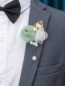 1pc/2pcs/6pcs Green Rose With Lace, Small Flowers, Beads And Gold Leaves High-End Corsage And Wrist Flower For Groom, Bride, Groomsman, Bridesmaid Wedding, Engagement, Party, Banquet, Anniversary, Event - Multicolor - View 7
