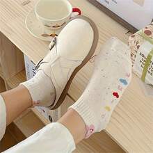 10 Pairs Of Women's Comfortable And Versatile Cute Cartoon Bunny Striped Ankle Socks - Multicolor - View 3