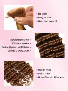 WOWANGEL 90g 16-24 Inch Deep Wave Braiding Hair Extensions, Wet Wavy Curly Human Hair, 2 Packs, Color #30 Brown, Bohemian Braiding Hair - S30 - View 4