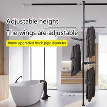 Adjustable Vertical Hanger, Independent Wardrobe Hanger With 6 Adjustable Hooks, Multi-Functional Hanger Bracket - Black - View 4