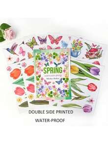 8 Sheets Spring Window Clings Flower Window Stickers Decorations For Glass Windows, Easter Tulip Butterfly Flower Window Decals - Multicolor - View 9