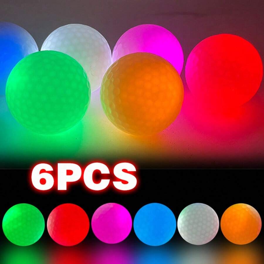 6Pcs Glow In Dark LED Golf Balls Night Golfing Light Up Golf Balls - Multicolor - View 1