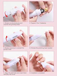 五合一UV美甲灯，快速干甲胶固化灯，电动美甲钻，迷你磨甲器（含5个钻头、6个磨头和6个砂圈），美甲笔卸甲器，亚克力凝胶美甲钻，美甲抛光机，美甲刀，适合家庭或美甲沙龙使用 - 白色 - 查看 7