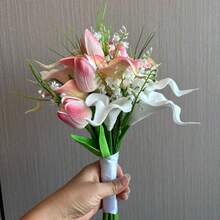 人造花婚礼捧花，新娘捧花，白色马蹄莲花束，派对装饰，婚礼手持捧花，新娘送礼会，婚礼仪式，周年纪念 - 彩色 - 查看 7