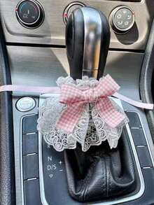 Conjunto de funda para palanca de cambios de coche adorable, que incluye una funda para el freno de mano con lazo y una funda para la palanca de cambios - A - Ver 2