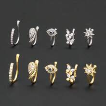 Joyería de nariz nueva de , estilo europeo, clip de nariz popular sin perforación, joyería de nariz de moda con incrustaciones de cobre y zirconia al por mayor - EGJ0091 Blanco K - Ver 5