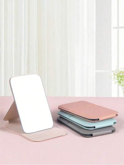 1pc Minimalist Bathroom Makeup Mirror, Portable Vanity Mirror With Desktop Stand, Adjustable Tabletop Mirror, Suitable For Dorm, Home Decor, Bathroom Accessories, Valentine's Day, Back To School