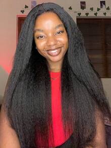 卷曲直发半假发 3合1翻转抽绳卷发假发 女士Yaki直发真人发 无需胶水佩戴 无缝翻转发箍马尾假发 新手友好型发箍假发 - SNatural - 查看 12