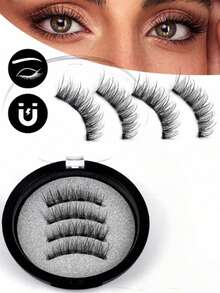 4 Pairs CC Curled Magnetic False Eyelashes Set With Magnetic Clips - Natural Lashes - View 12