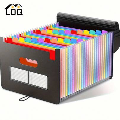 1 Stück Mehrebenen-Aktenordner Aufbewahrungsbox, 25 Schlitze Klappseiten Aktenordner, erweiterbarer Kunststoff-Harmonika-Organizer, geeignet für A4 Papier/Dokumente/Rechnungen, Mehrzweck-Hochformat-Aktenordner, einsetzbar für Kunst, Büro, Schule