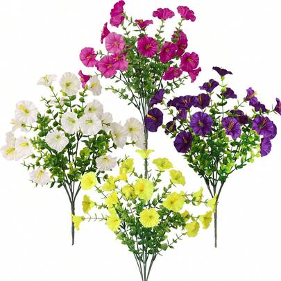 Hoa bìm bìm giả, hoa sống động như thật, chống tia UV, lý tưởng cho trang trí ngoài trời mùa xuân và mùa hè, hiên nhà, sân thượng, hộp cửa sổ, vườn, chậu cây, thích hợp cho tiệc độc thân, lễ Phục sinh, Ngày của Mẹ, Ngày Valentine.