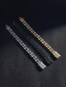 Pulsera con hoja de arce de moda, accesorio esencial para el uso diario, fiestas y atuendos de los hombres, gran regalo para amigos - Pulsera de cruz de hoja de arce de hip hop - Ver 1