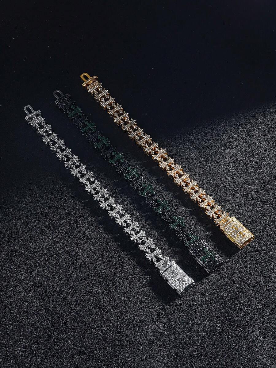 Pulsera con hoja de arce de moda, accesorio esencial para el uso diario, fiestas y atuendos de los hombres, gran regalo para amigos - Pulsera de cruz de hoja de arce de hip hop - Ver 1