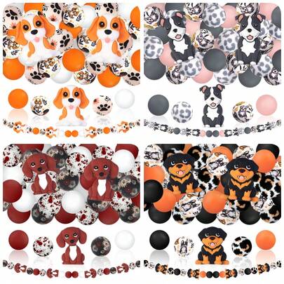6/25pcs Dog Shaped Silicone Beads, Animal Series Silicone Beads Including Pitbull, Bulldog, Yellow Puppy, Golden Retriever, Dachshund, Rottweiler, Suitable For Jewelry Making, DIY Bracelets, Lanyards, Beaded Pens, Holiday Decorations, And Other Handicrafts - Ideal Gifts - Beading Set, Beading Supplies